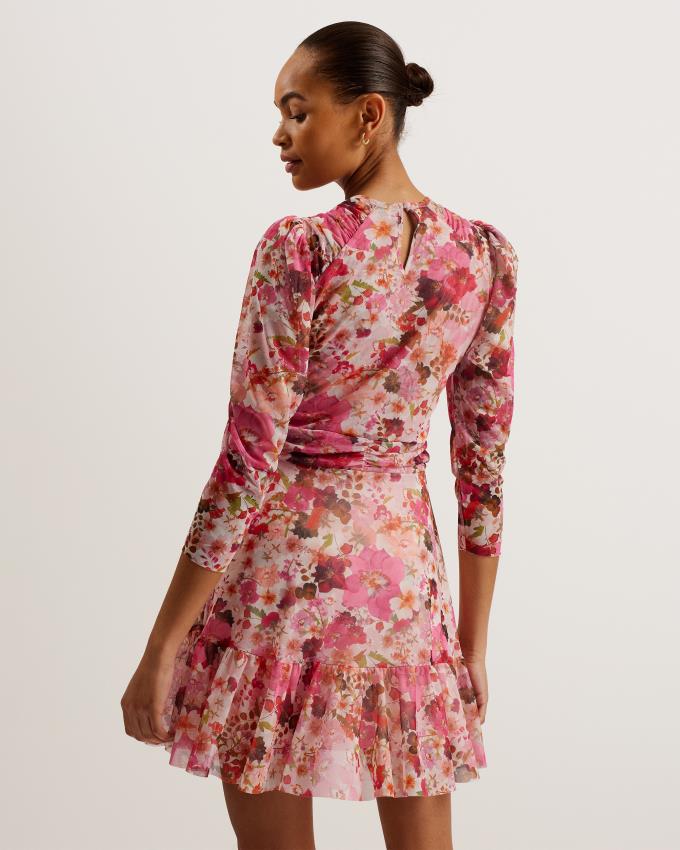 Peignoir Ted Baker Floral Gathered Detail Mesh Mini Rose Femme | ZMJ-17561878